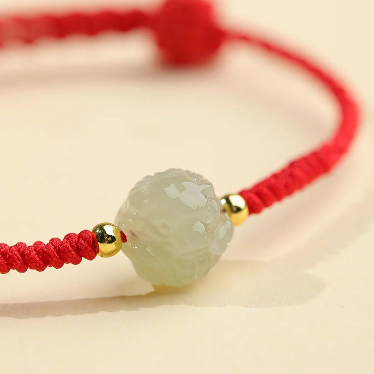 chinese zodiac jade bracelet‌ - hetian jade & red string for luck & protection - star8s - star8s