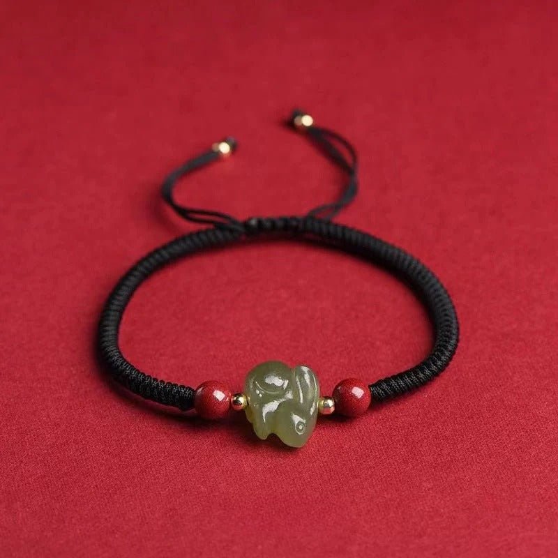 chinese zodiac rabbit hetian jade bracelet‌ red string charm | star8s - star8s
