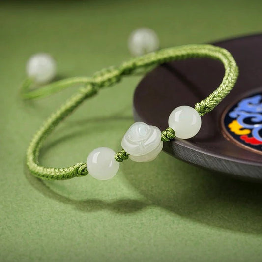 Chinese Zodiac Snake Green String Bracelet‌ - Hetian Jade for Protection | STAR8S - STAR8S