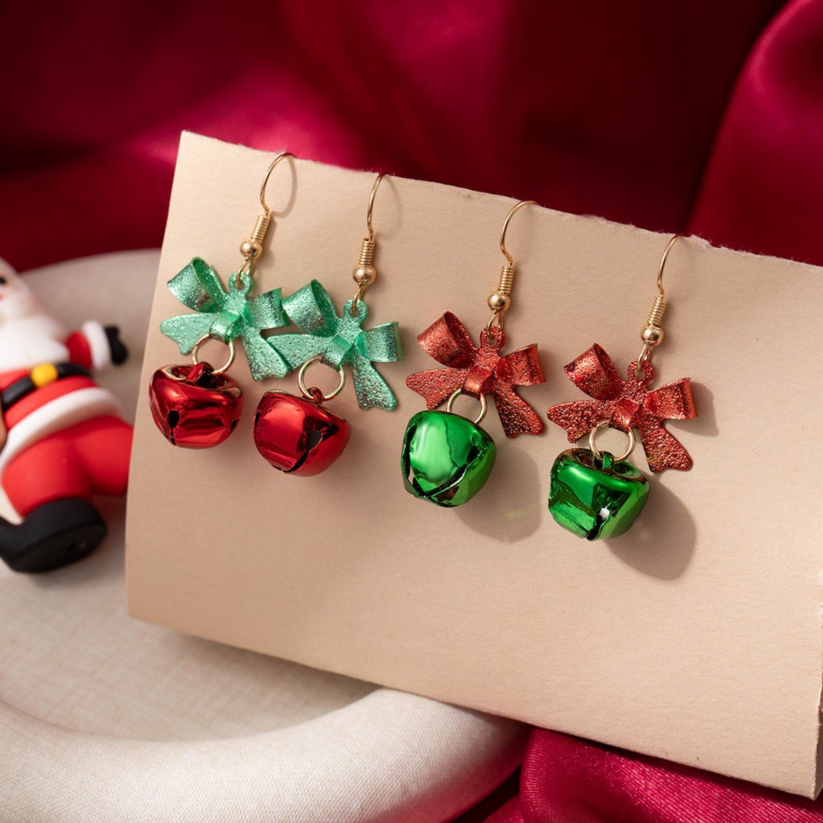 christmas bell & bow earrings – festive holiday jewelry for women | cute and creative holiday accessory - star8s