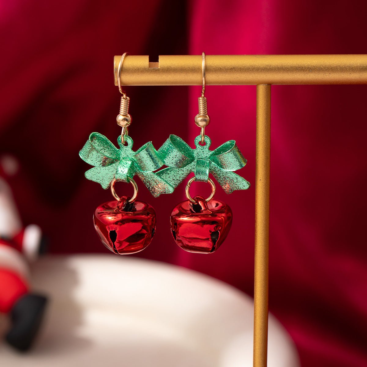 christmas bell & bow earrings – festive holiday jewelry for women | cute and creative holiday accessory - star8s