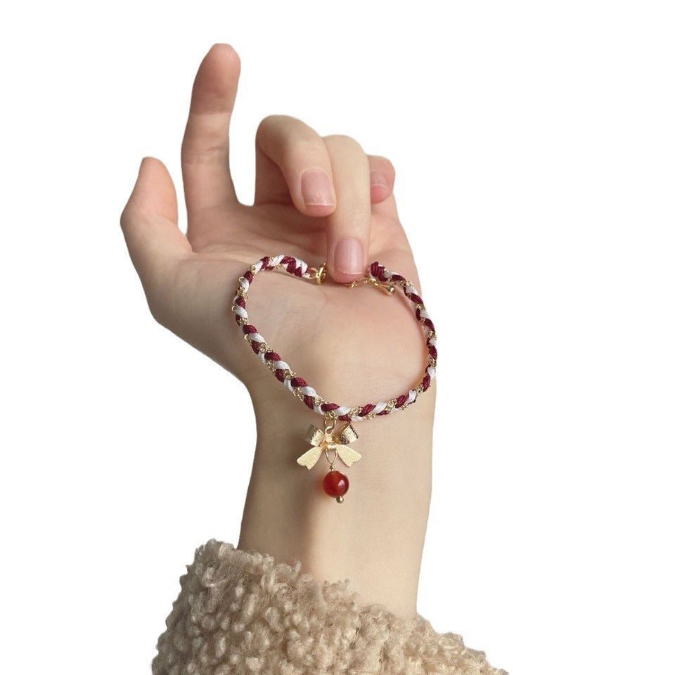 Christmas Braided Bow Bracelet - Festive Red & Green Holiday Jewelry - STAR8S