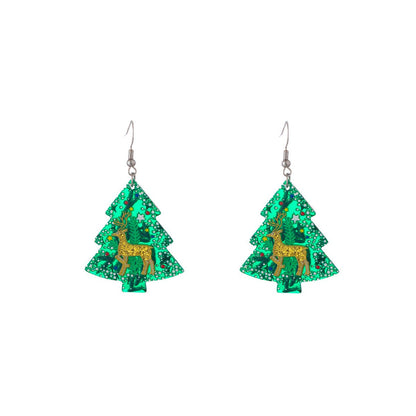 Christmas Earrings with Reindeer & Snowflake Tree Design – Holiday Jewelry for Women - STAR8S