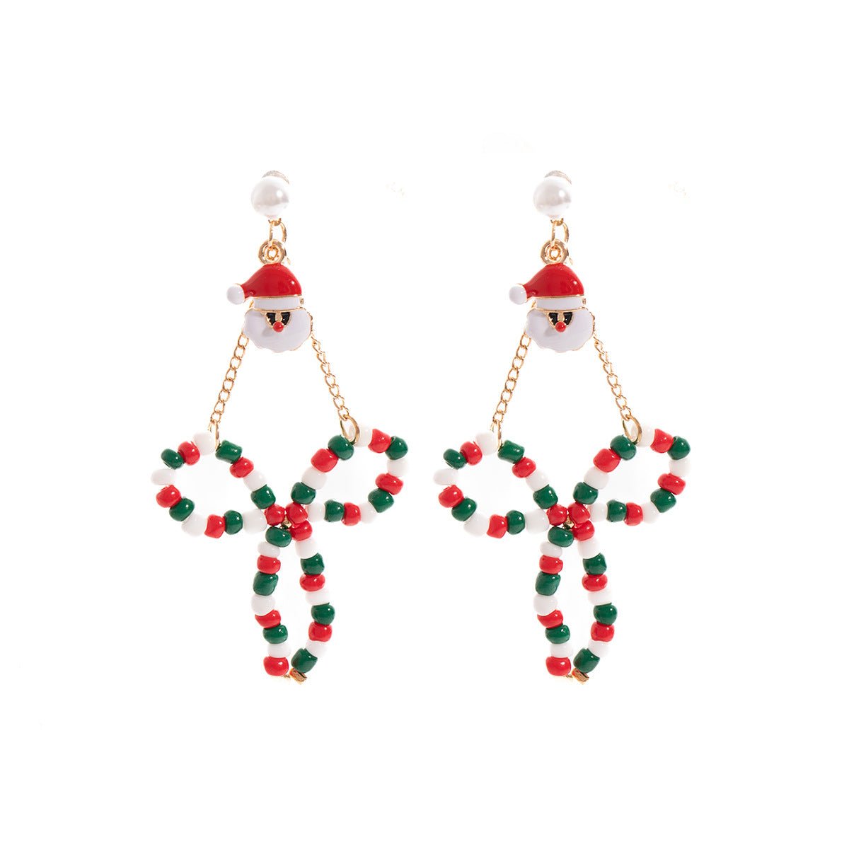 Christmas Santa & Reindeer Earrings – Fun Holiday Beaded Bow Earrings for Women | Festive Gift Idea - STAR8S