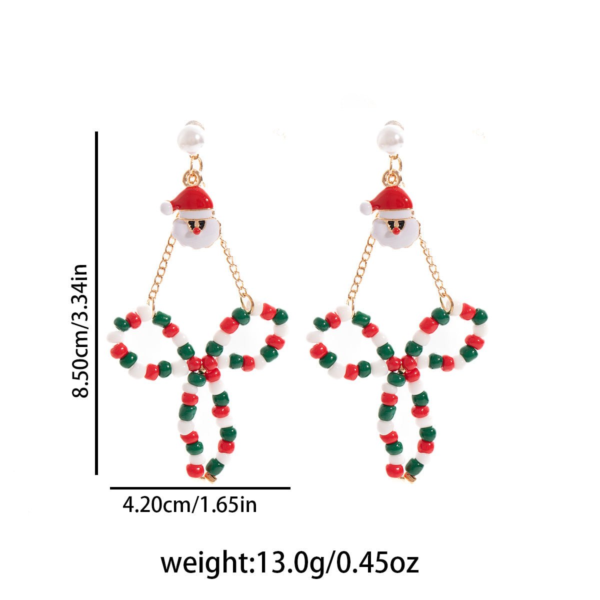 christmas santa & reindeer earrings – fun holiday beaded bow earrings for women | festive gift idea - star8s