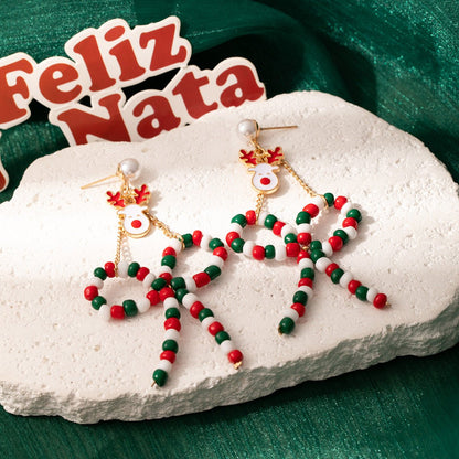 Christmas Santa & Reindeer Earrings – Fun Holiday Beaded Bow Earrings for Women | Festive Gift Idea - STAR8S