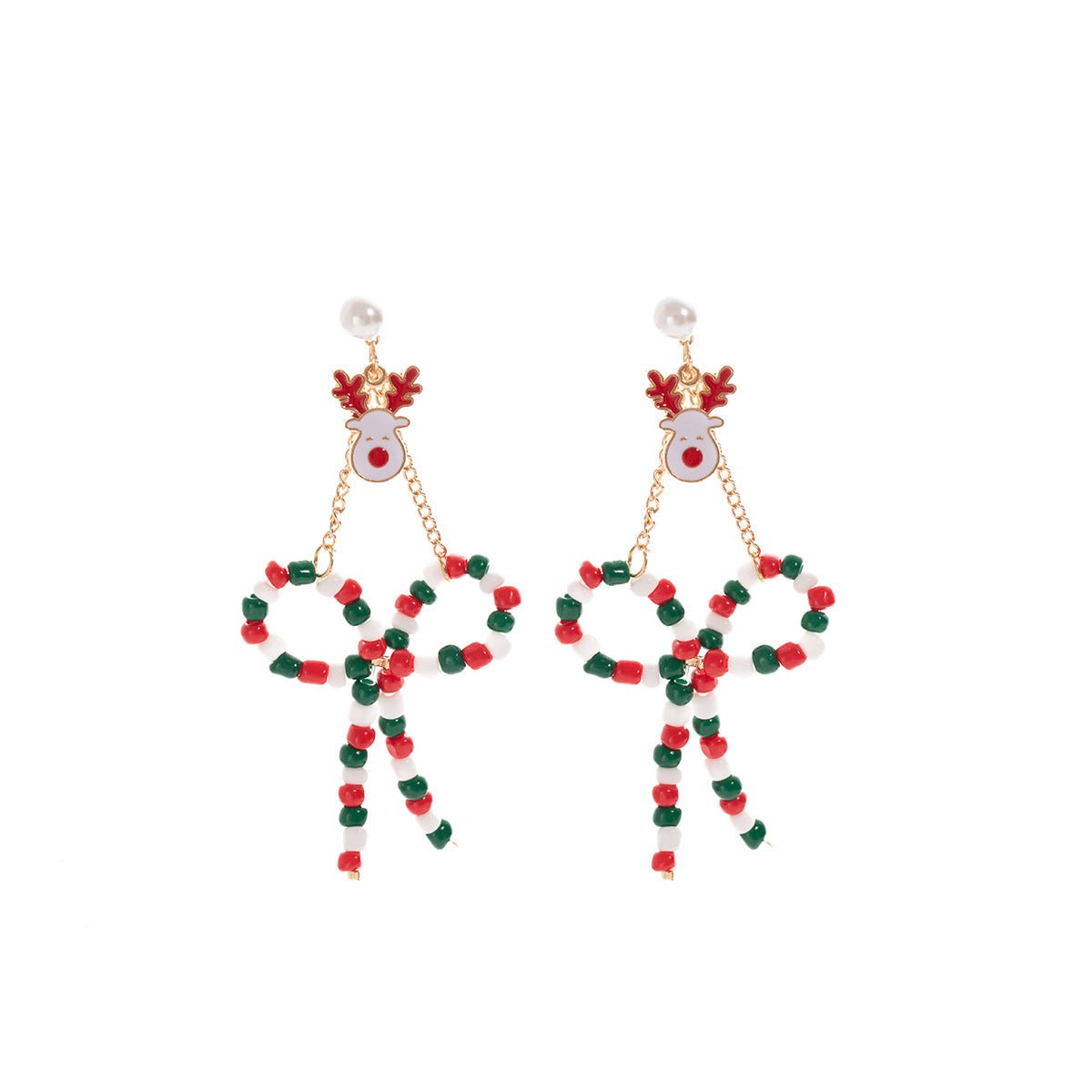 Christmas Santa & Reindeer Earrings – Fun Holiday Beaded Bow Earrings for Women | Festive Gift Idea - STAR8S