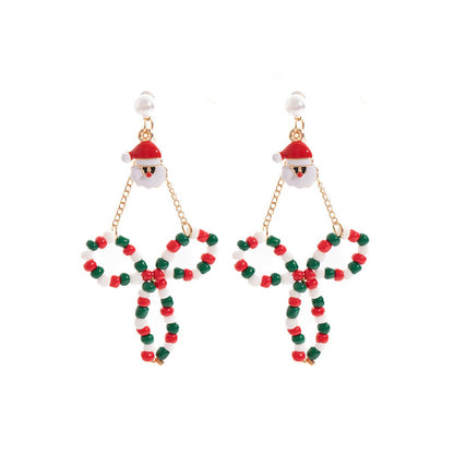 Christmas Santa & Reindeer Earrings – Fun Holiday Beaded Bow Earrings for Women | Festive Gift Idea - STAR8S