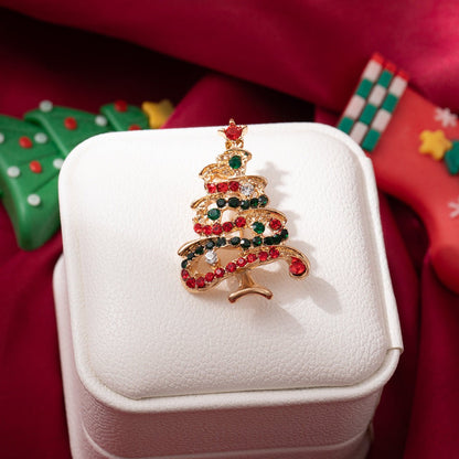 Christmas Tree, Snowman & Apple Brooch Pins – Festive Jewelry with Rhinestones – Holiday Gifts for Women - STAR8S