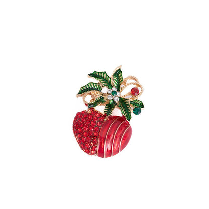 Christmas Tree, Snowman & Apple Brooch Pins – Festive Jewelry with Rhinestones – Holiday Gifts for Women - STAR8S