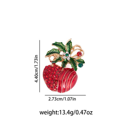 Christmas Tree, Snowman & Apple Brooch Pins – Festive Jewelry with Rhinestones – Holiday Gifts for Women - STAR8S
