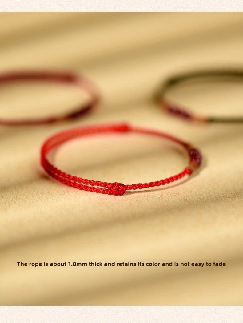 Cinnabar Peach Wood Bamboo Knot Red String Bracelet | Lucky Handmade Bracelet for Men & Women - STAR8S