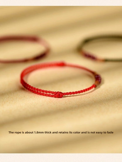 Cinnabar Peach Wood Bamboo Knot Red String Bracelet | Lucky Handmade Bracelet for Men & Women - STAR8S