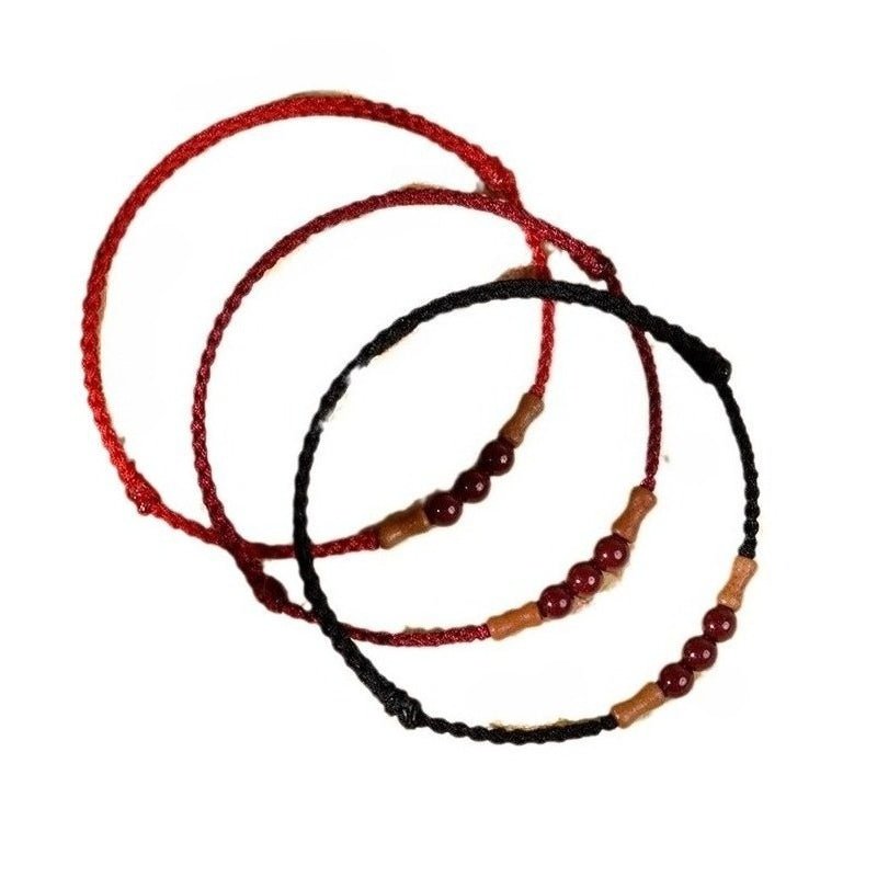 Cinnabar Peach Wood Bamboo Knot Red String Bracelet | Lucky Handmade Bracelet for Men & Women - STAR8S