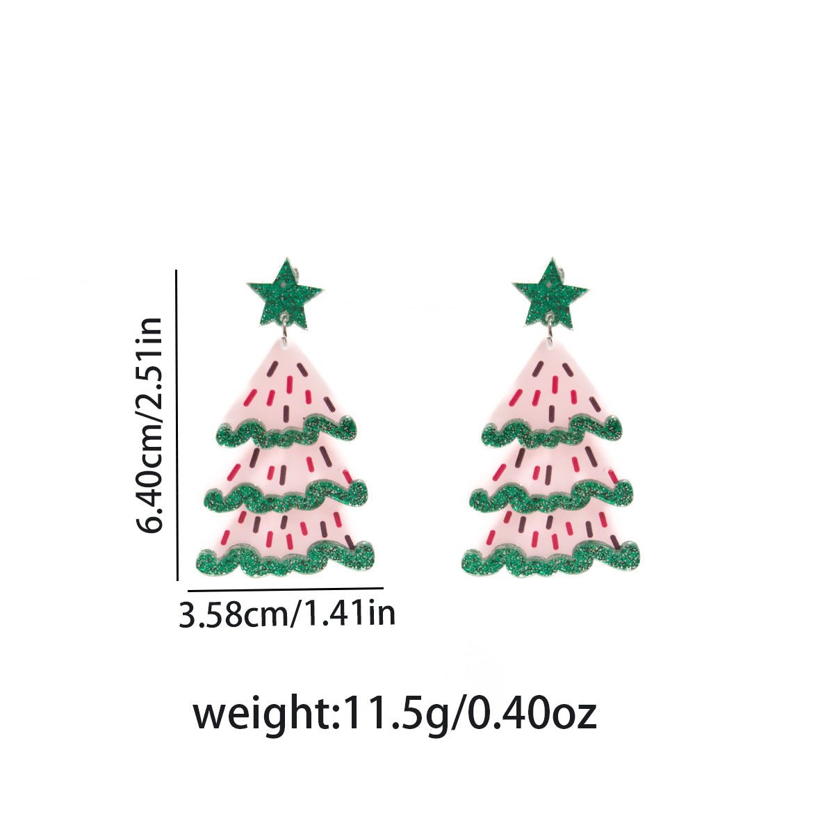 Colorful Christmas Tree Acrylic Earrings – Sparkly Holiday Earrings for Women | Festive Star Earrings - STAR8S