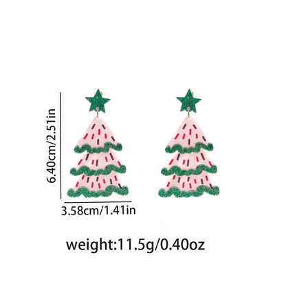 Colorful Christmas Tree Acrylic Earrings – Sparkly Holiday Earrings for Women | Festive Star Earrings - STAR8S