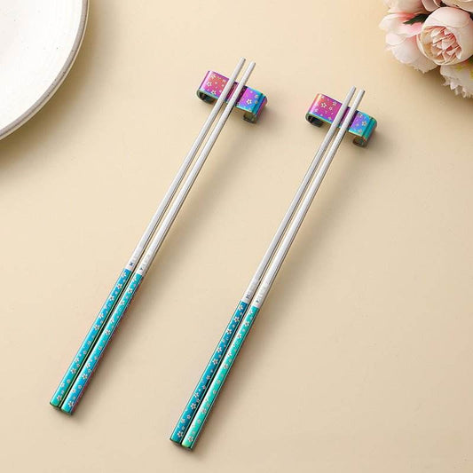 Colorful Sakura 304 Square Stainless Steel Chopsticks Holder Add Romance to Your Dining - STAR8S
