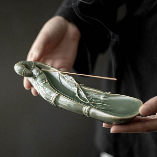 Creative Celadon Bamboo Incense Holder - Home and Tea Decor - STAR8S