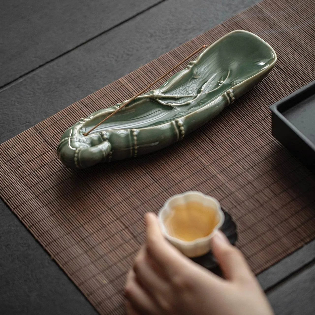 creative celadon bamboo incense holder - home and tea decor - star8s
