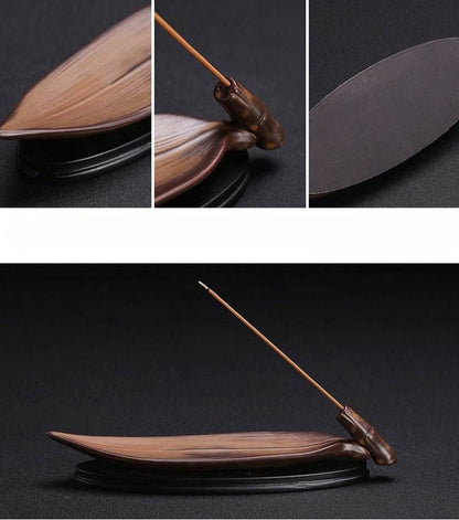 Creative Ceramic Incense Holder with Lotus Leaf - Retro - style Home Decor - STAR8S