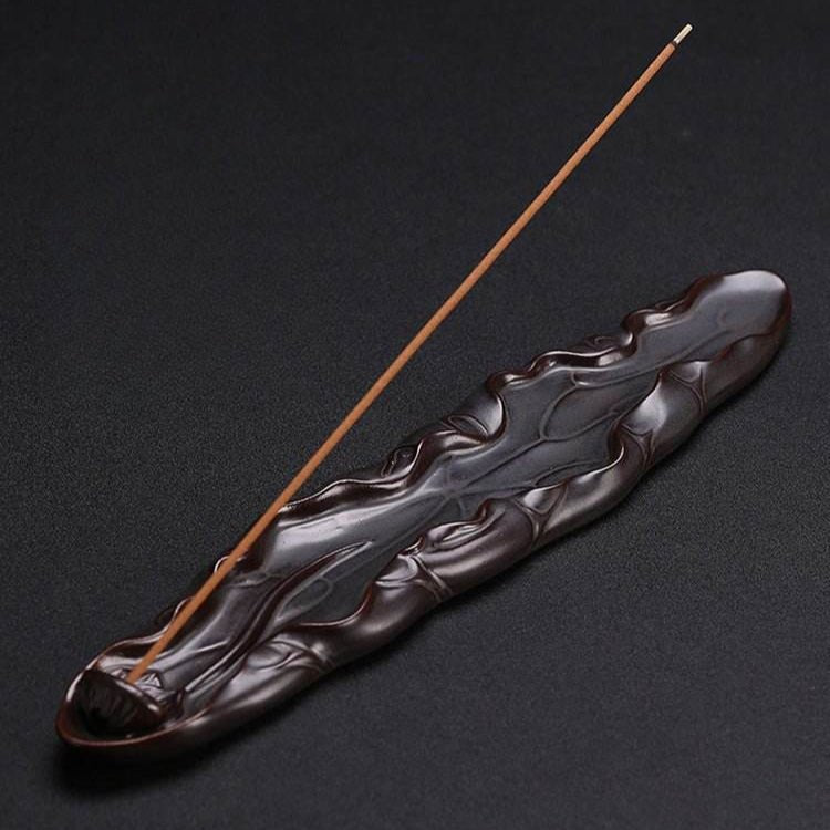 creative ceramic incense holder with lotus leaf - retro - style home decor - star8s