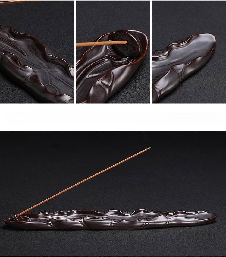 creative ceramic incense holder with lotus leaf - retro - style home decor - star8s