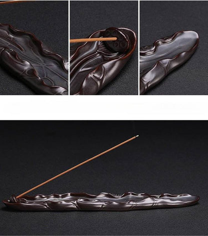 Creative Ceramic Incense Holder with Lotus Leaf - Retro - style Home Decor - STAR8S
