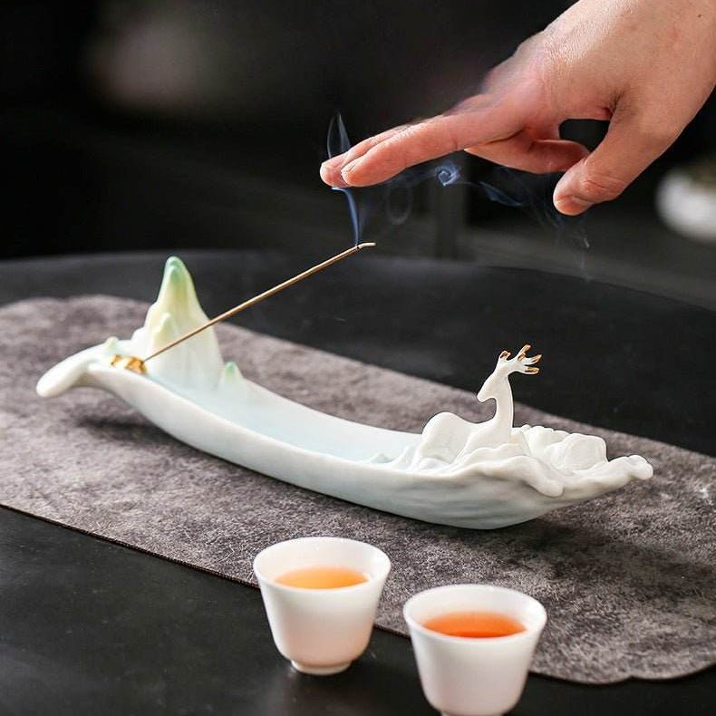 Creative Ceramic Whiteware Incense Holder - Home and Tea Decor - STAR8S