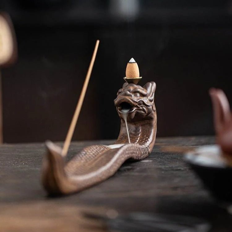 Creative Lying Dragon, Bats and Peach - themed Ceramic Incense Holder backflow incense burner - STAR8S