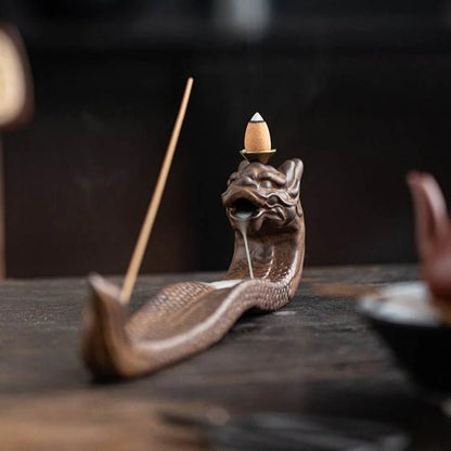 Creative Lying Dragon, Bats and Peach - themed Ceramic Incense Holder backflow incense burner - STAR8S