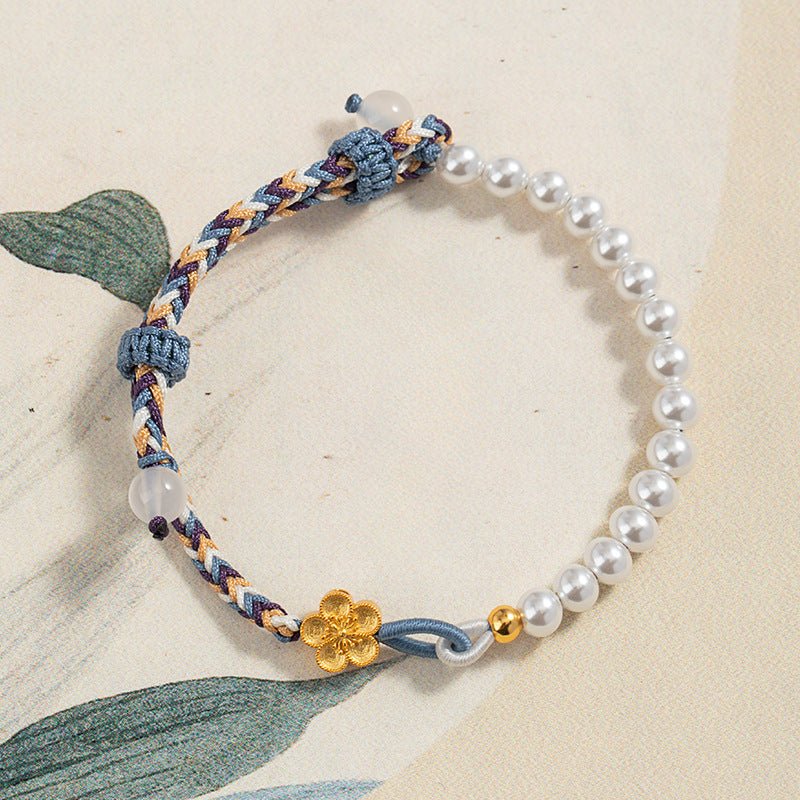 cultural red string bracelet: 999 silver safety disc gold plated | star8s