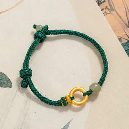Cultural Red String Bracelet: 999 Silver Safety Disc Gold Plated | STAR8S