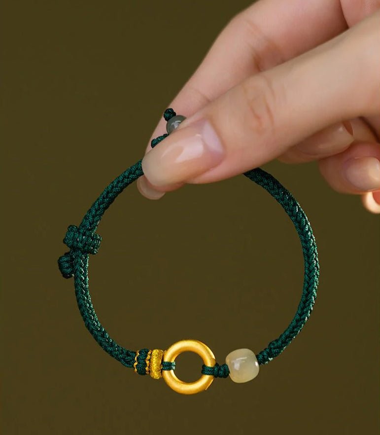 Cultural Red String Bracelet: 999 Silver Safety Disc Gold Plated | STAR8S - STAR8S