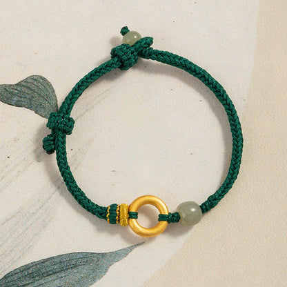 Cultural Red String Bracelet: 999 Silver Safety Disc Gold Plated | STAR8S
