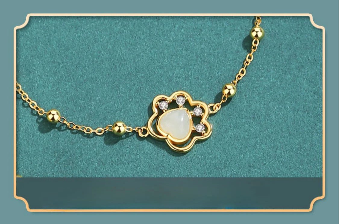 Cute & Elegant Jade Stone Bracelet: Hetian Cat Claw 925 Silver | STAR8S - STAR8S