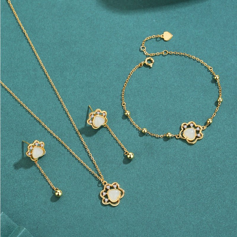 Cute & Elegant Jade Stone Bracelet: Hetian Cat Claw 925 Silver | STAR8S