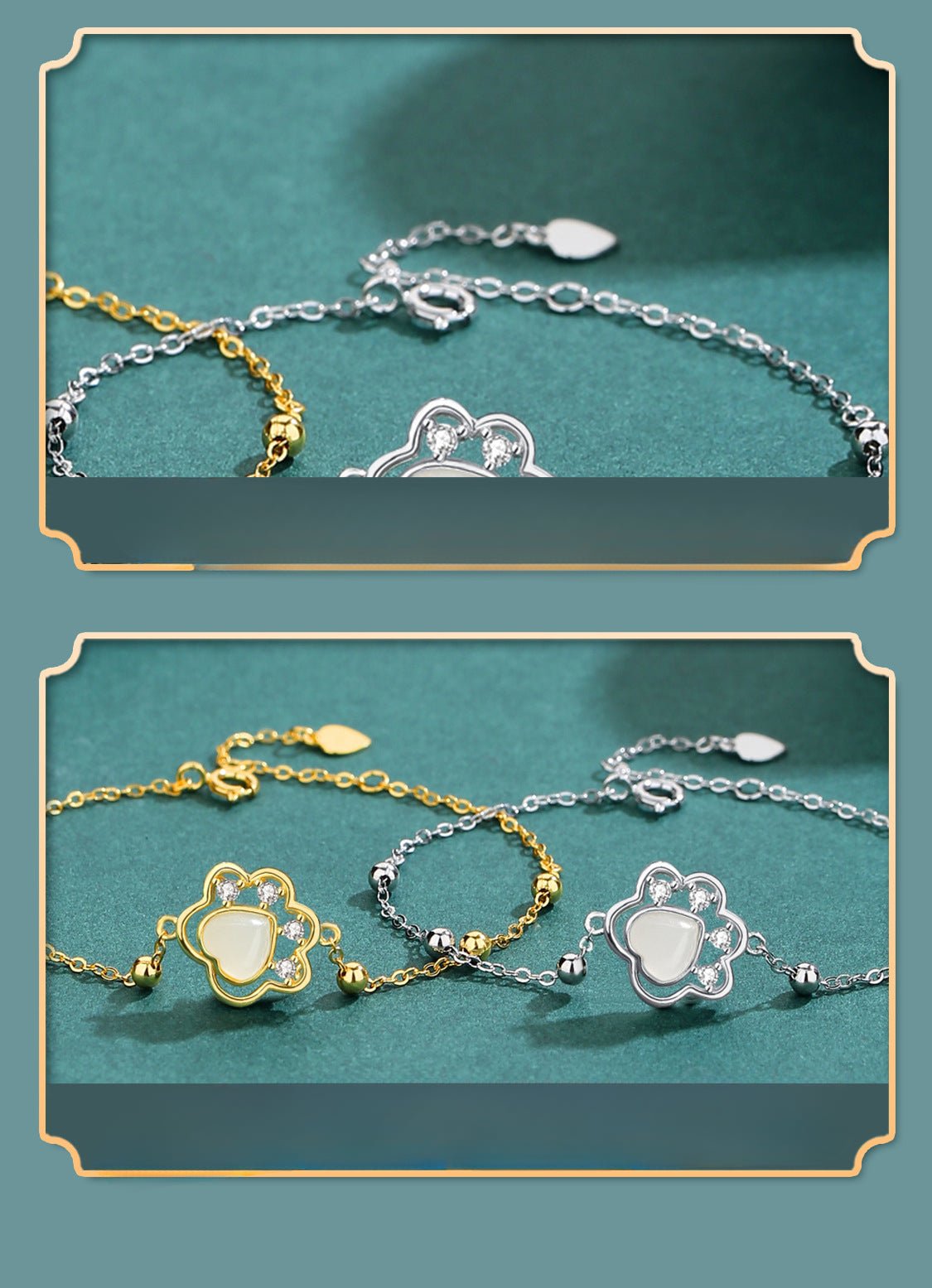 Cute & Elegant Jade Stone Bracelet: Hetian Cat Claw 925 Silver | STAR8S