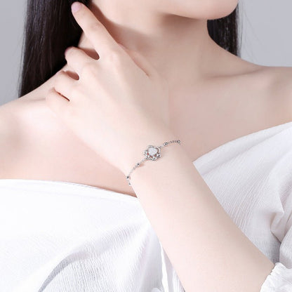 Cute & Elegant Jade Stone Bracelet: Hetian Cat Claw 925 Silver | STAR8S