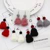 Cute Woolen Christmas Hat Earrings - Cozy Winter Knitted Earrings with Colorful Pom Poms