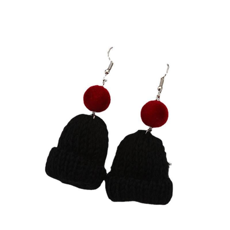 Cute Woolen Christmas Hat Earrings - Cozy Winter Knitted Earrings with Colorful Pom Poms - STAR8S