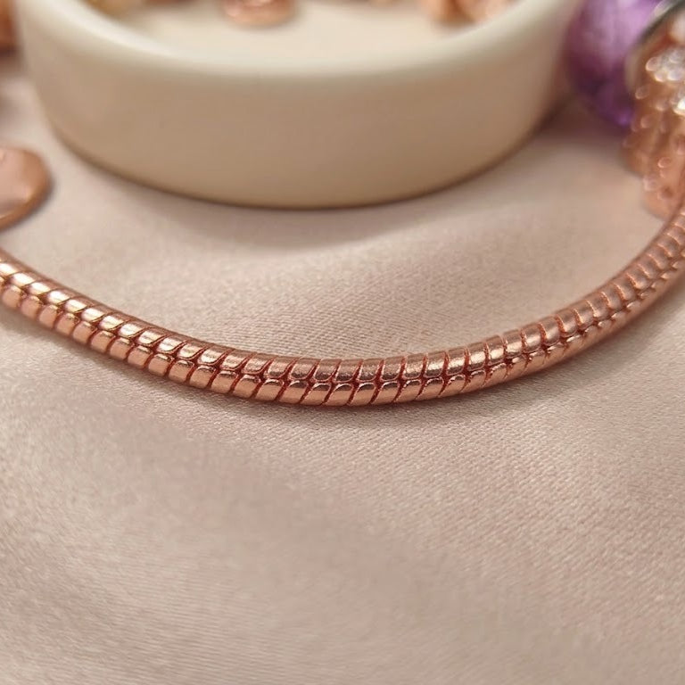 rose charm bracelet for women teen girls sweet rose flower heart pendant bangle layering beaded chain bracelet valentine's day birthday romantic jewelry gift for her