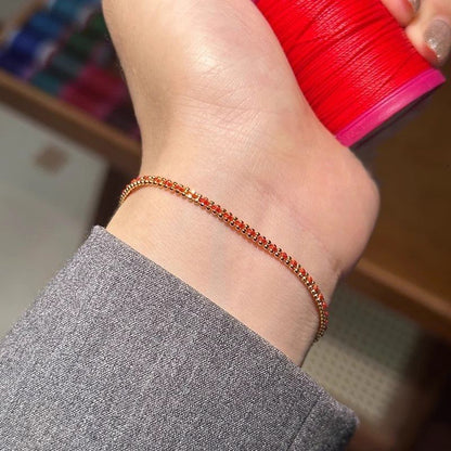 Boho Rotfadenarmband - Glücksarmband mit goldener Perle für Damen, handgefertigtes minimalistisches Design, verstellbarer Karabinerverschluss, perfekt für den Alltag & besondere Anlässe