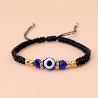 Evil Eye Bracelet for Protection Handmade Woven Cord Bracelet Lucky Blue Eye Amulet Talisman Jewelry Adjustable Braided String Bracelet Gift for Men Women Friends