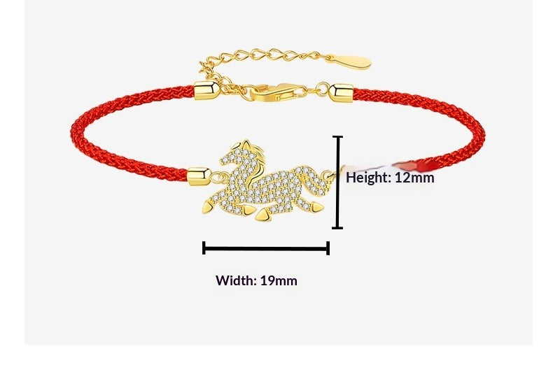 chinese zodiac horse silver red string bracelet – s925 sterling silver lucky bracelet for women