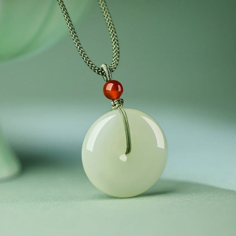 natural hetian jade ping an pendant necklace