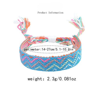 Boho Woven Friendship Bracelet – Wide Colorful Tassel Wristband, Adjustable Bohemian Bracelet