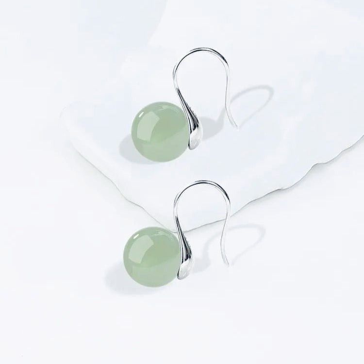 ice green jade silver earrings