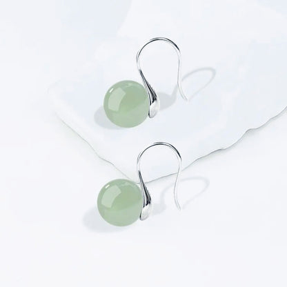 Ice Green Jade Silver Earrings