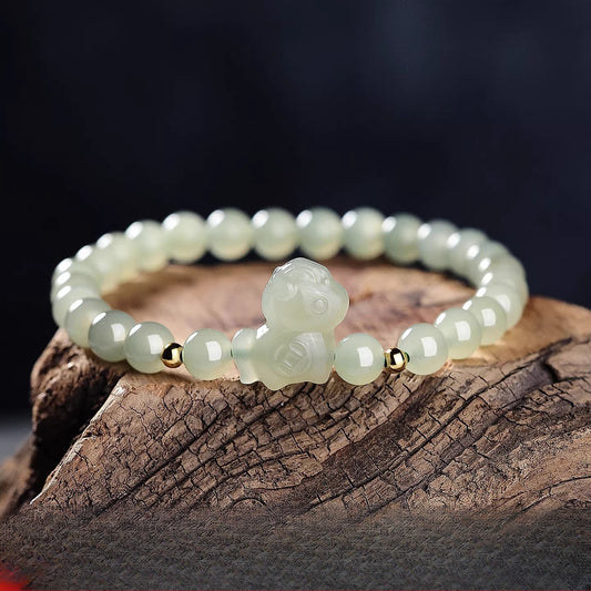 Chinese Zodiac Horse Jade Beaded Bracelet 2026 - STAR8S