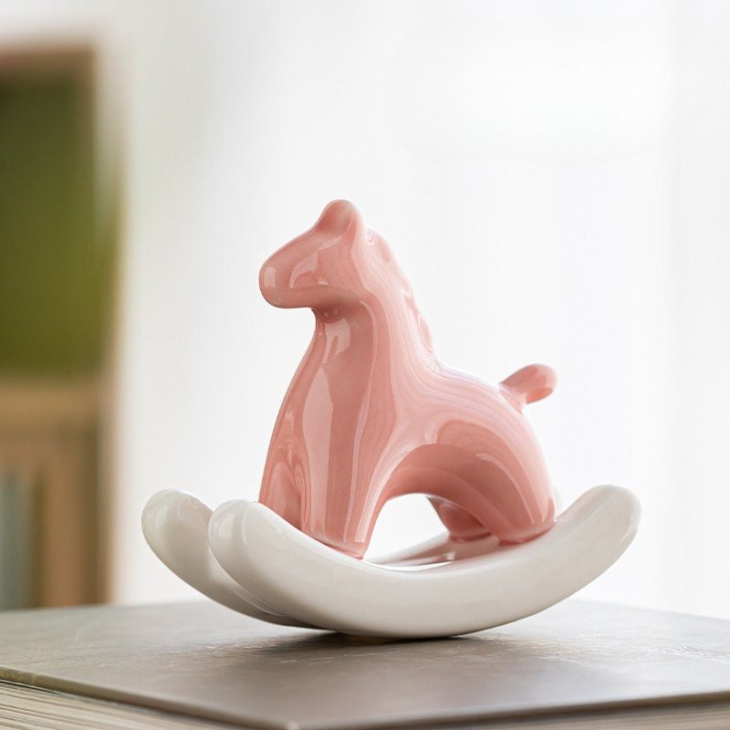 Chinese Zodiac Horse Ceramic Tea Pet - Handcrafted Rocking Horse Tea Decoration for Tea Tables & Home Décor - STAR8S